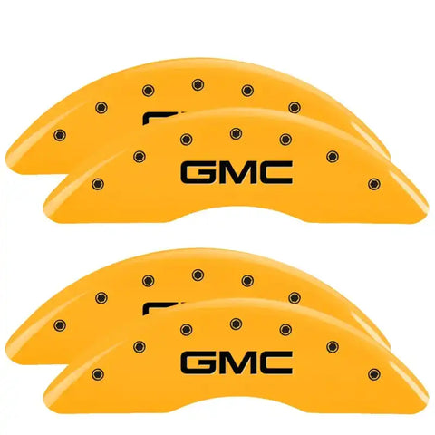 MGP 4 Caliper Covers Engraved Front & Rear Style 1/Chrysler Wing Yellow finish black ch
