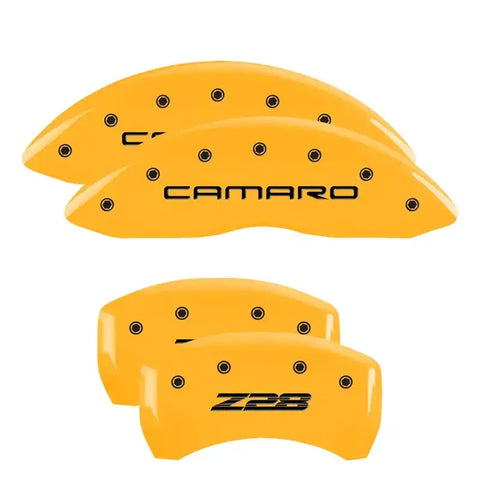 MGP 4 Caliper Covers Engraved Front Camaro Rear Z28 Yellow Finish Black Char 2000 Chevy Camaro