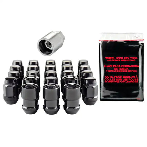 McGard Jeep Wrangler Install Kit (Cone Seat Bulge) 1/2-20 / 3/4 Hex (18 Lug Nuts 5 Locks) - Blk