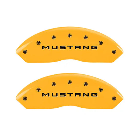 MGP 4 Caliper Covers Engraved Front Mustang Rear Bar & Pony Yellow Finish Blk Char 2004 Ford Mustang