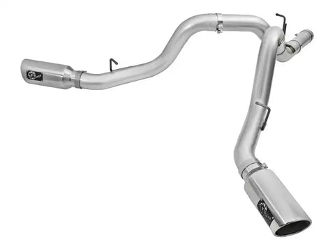 aFe 49-04080-P Atlas Exhaust 4in Dual DPF-Back Al Steel w/ Pol Tips 16-17 GM Diesel Truck V8-6.6L (td) LML