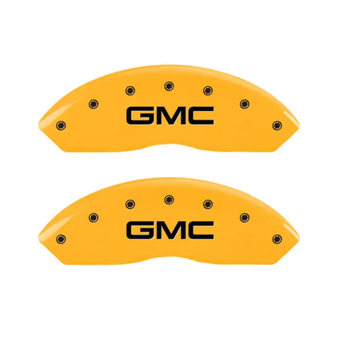 MGP 4 Caliper Covers Engraved Front & Rear GMC Yellow Finish Black Char 2016 GMC Savana 3500