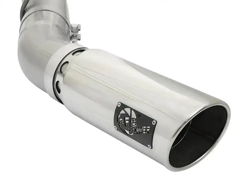 aFe 49-04085-P ATLAS 5in DPF-Back Aluminized Steel Exhaust System w/Polished Tips 2017 GM Duramax 6.6L (td) L5P