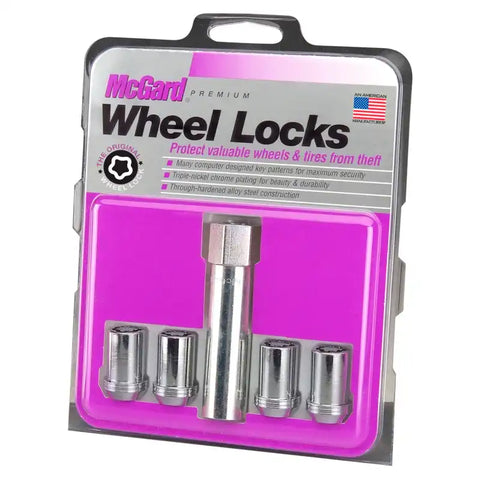 McGard Wheel Lock Nut Set - 4pk. (Tuner / Cone Seat) M12X1.5 13/16 Hex 1.24in. Length Chrome