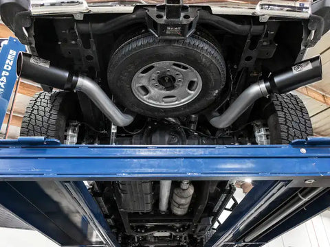 aFe 49-04080-P Atlas Exhaust 4in Dual DPF-Back Al Steel w/ Pol Tips 16-17 GM Diesel Truck V8-6.6L (td) LML