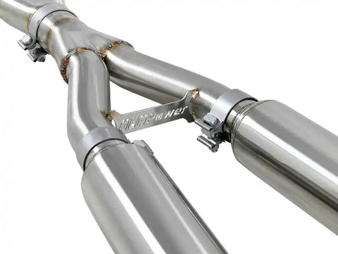 aFe 49-36134NM-L POWER Takeda 2.5in 304 SS CB Exhaust w/ Blue Flame Tips 17-19 Infiniti Q60 V6-3.0L (tt)