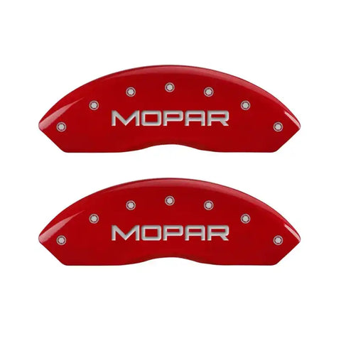 MGP Front set 2 Caliper Covers Engraved Front MOPAR Red finish silver ch
