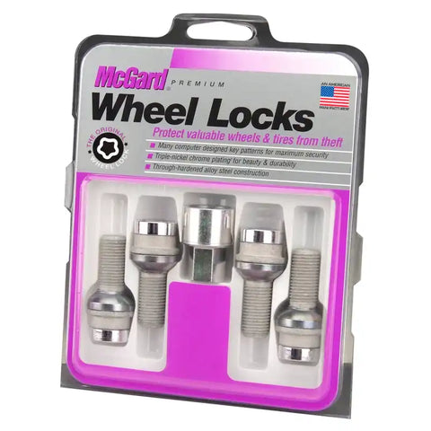 McGard Wheel Lock Bolt Set - 4pk. (Radius Seat) M14X1.5 / 19mm Hex 35.4mm Shank Length Chrome