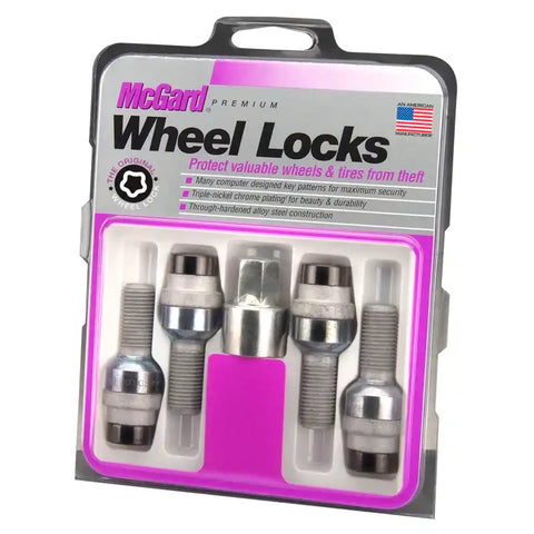 McGard Wheel Lock Bolt Set - 4pk. (Radius Seat) M14X1.5 / 17mm Hex 28.2mm Shank Length Black