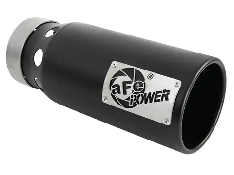 aFe 49T40501-B122 SATURN 4S 4in SS Intercooled Exhaust Tip - Black In x 5in Out 12in L Bolt-On