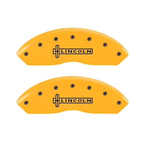 MGP 4 Caliper Covers Engraved Front Lincoln Rear Star Logo Yellow Finish Black Char 2005 Lincoln LS