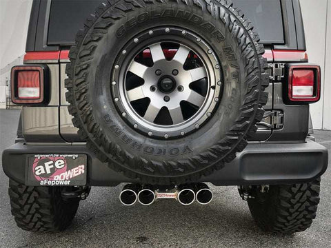 aFe 49-38071-P Rebel Series 2.5in. 304 SS C/B Exhaust System 2018 Jeep Wrangler (JL) V6-3.6L - Polished Tip