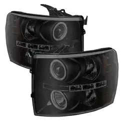 Spyder Auto 5078735 - Projector Headlights CCFL Halo LED ( Replaceable LEDs ) Black Smoke High H1 (Included) Low