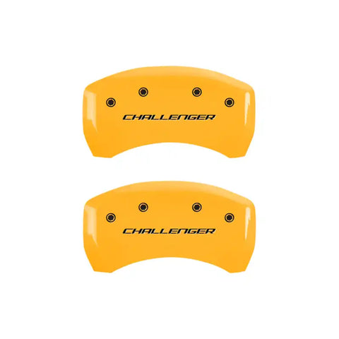 MGP 4 Caliper Covers Engraved Front & Rear Block/Challenger Yellow finish black ch