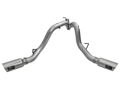 aFe 49-44080-P LARGE Bore HD 4in Dual DPF-Back SS Exhaust w/Polished Tip 16-17 GM Diesel Truck V8-6.6L (td) LML