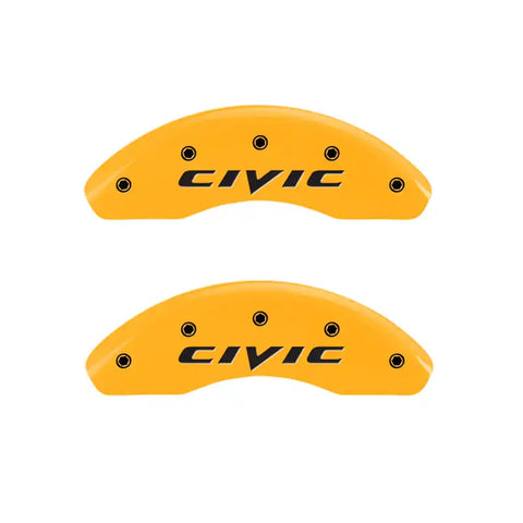 MGP 4 Caliper Covers Engraved Front & Rear Mgp Yellow Finish Black Char 2007 Honda Civic