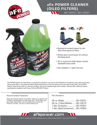 aFe 90-10201 MagnumFLOW Pro 5R Air Filter Power Cleaner 32 oz Spray Bottle