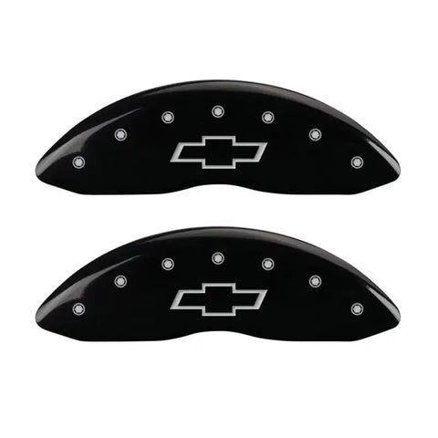 MGP 4 Caliper Covers Engraved Front & Rear Bowtie Black Finish Silver Char 2016 Chevrolet SS