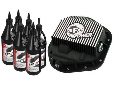aFe 46-70082-WL Power Front Diff Cover w/ 75W-90 Gear Oil 5/94-12 Ford Diesel Trucks V8 7.3/6.0/6.4/6.7L (td)