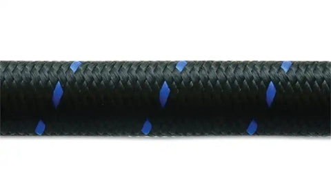 Vibrant -6 AN Two-Tone Black/Blue Nylon Braided Flex Hose (10 foot roll)