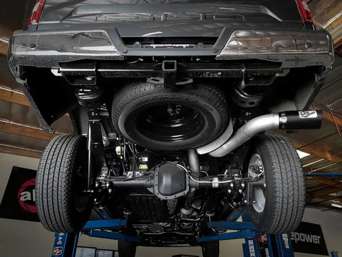 aFe 49-43106-B Large Bore-HD 4in 409 SS DPF-Back Exh 18-19 Ford F-150 V6-3.0L (td) w/ Black Tip