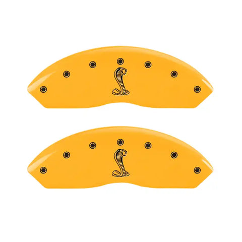 MGP 4 Caliper Covers Engraved Front & Rear Tiffany Snake Yellow Finish Black Char 2005 Ford Mustang