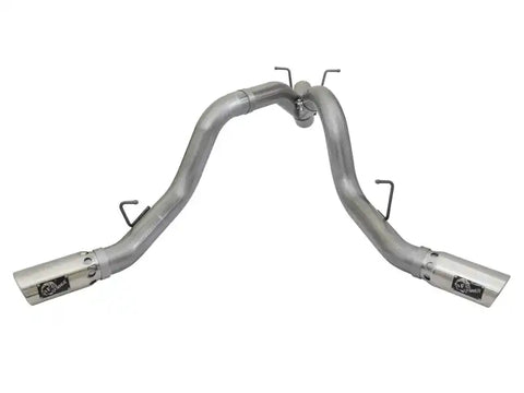 aFe 49-44086-P Large Bore-HD 4in 409-SS DPF-Back Exhaust w/Dual Polished Tips 2017 GM Duramax V8-6.6L (td) L5P