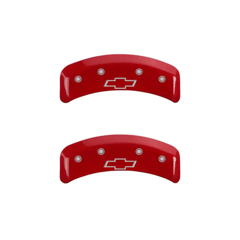 MGP 4 Caliper Covers Engraved Front & Rear Bowtie Red finish silver ch