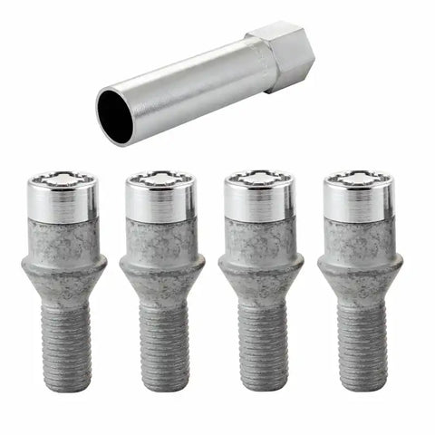 McGard Wheel Lock Bolt Set - 4pk. (Tuner / Cone Seat) M12X1.5 17mm Hex 22.4mm Shank L. Chrome