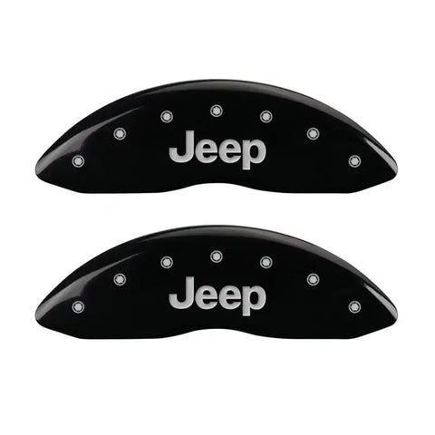 MGP 4 Caliper Covers Engraved Front & Rear JEEP Black finish silver ch