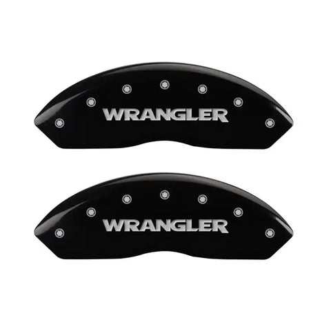 MGP Front set 2 Caliper Covers Engraved Front WRANGLER Black finish silver ch