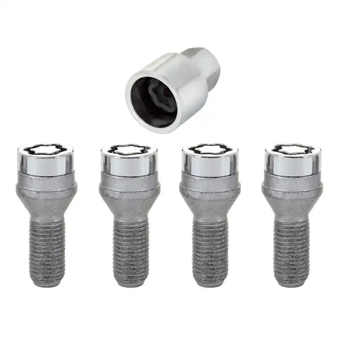 McGard Wheel Lock Bolt Set - 4pk. (Cone Seat) M14X1.25 / 17mm Hex 27.3mm Shank Length Chrome