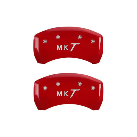 MGP 4 Caliper Covers Engraved Front Lincoln Engraved Rear MKT Red finish silver ch