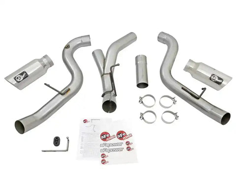 aFe 49-04080-P Atlas Exhaust 4in Dual DPF-Back Al Steel w/ Pol Tips 16-17 GM Diesel Truck V8-6.6L (td) LML