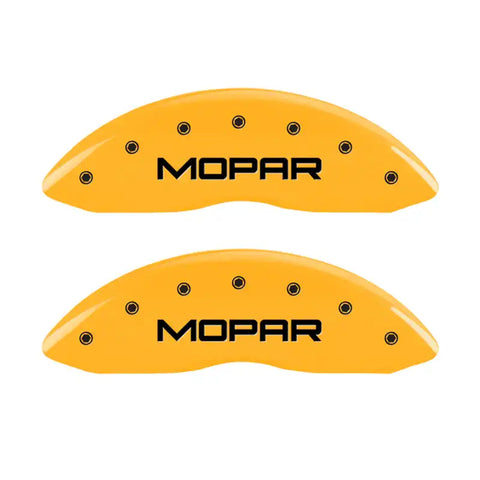 MGP 4 Caliper Covers Engraved Front & Rear Mopar Yellow Finish Black Char 2010 Dodge Ram 2500