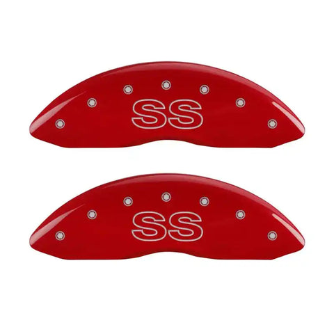 MGP 4 Caliper Covers Engraved Front & Rear Classic/SS Red finish silver ch