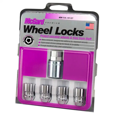 McGard Wheel Lock Nut Set - 4pk. (Cone Seat) M12X1.25 / 19mm & 21mm Dual Hex 1.28in. L Chrome