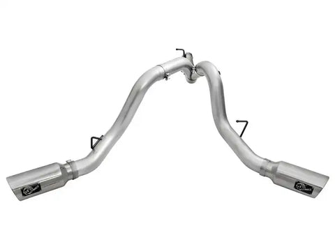 aFe 49-04080-P Atlas Exhaust 4in Dual DPF-Back Al Steel w/ Pol Tips 16-17 GM Diesel Truck V8-6.6L (td) LML