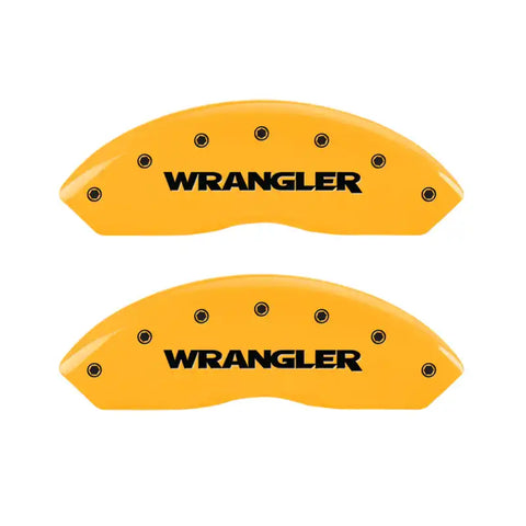 MGP 2 Caliper Covers Engraved Front Wrangler Yellow Finish Black Char 2006 Jeep Wrangler