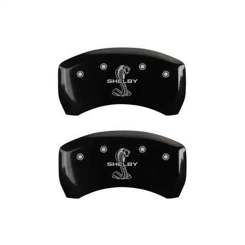 MGP 4 Caliper Covers Engraved Front Shelby Engraved Rear Tiffany Snake Black finish silver ch