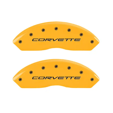 MGP 4 Caliper Covers Engraved Front & Rear C5/Corvette Yellow finish black ch