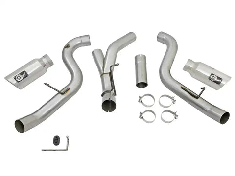 aFe 49-04080-P Atlas Exhaust 4in Dual DPF-Back Al Steel w/ Pol Tips 16-17 GM Diesel Truck V8-6.6L (td) LML