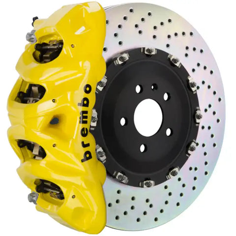 Brembo 11-18 Cayenne Front GT BBK 8 Piston Cast 412x38 2pc Rotor Drilled- Yellow