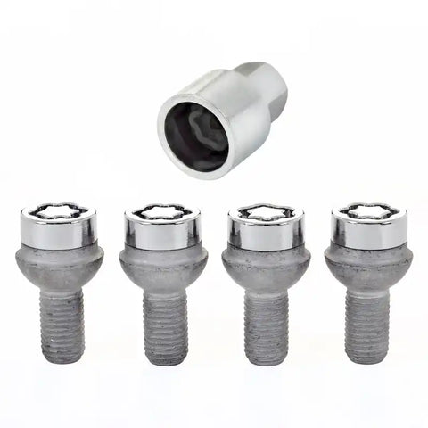 McGard Wheel Lock Bolt Set - 4pk. (Radius Seat) M12X1.5 / 17mm Hex 23.3mm Shank Length Chrome