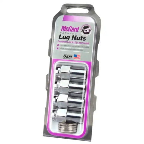 McGard Hex Lug Nut (Long Shank - .946in.) M12X1.5 / 13/16 1.85in. Length (4-pack) Chrome