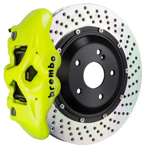 Brembo 19-22 A-Class (Excl AMG) Fr GT BBK 6Pis Cast 380x34 2pc Rotor Drilled-Fluo. Yellow