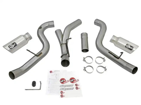 aFe 49-44080-P LARGE Bore HD 4in Dual DPF-Back SS Exhaust w/Polished Tip 16-17 GM Diesel Truck V8-6.6L (td) LML