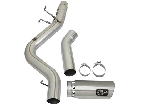 aFe 49-04085-P ATLAS 5in DPF-Back Aluminized Steel Exhaust System w/Polished Tips 2017 GM Duramax 6.6L (td) L5P