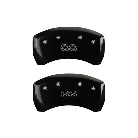 MGP 4 Caliper Covers Engraved Front & Rear Classic/SS Black finish silver ch
