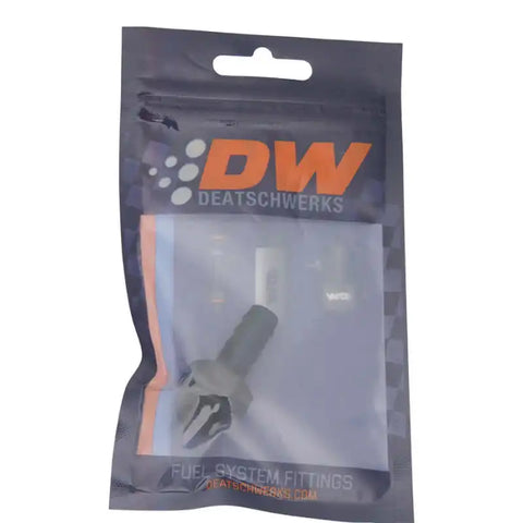 DeatschWerks 6AN ORB Male to 3/8in Male Triple Barb Fitting (Incl O-Ring) - Anodized Matte Black